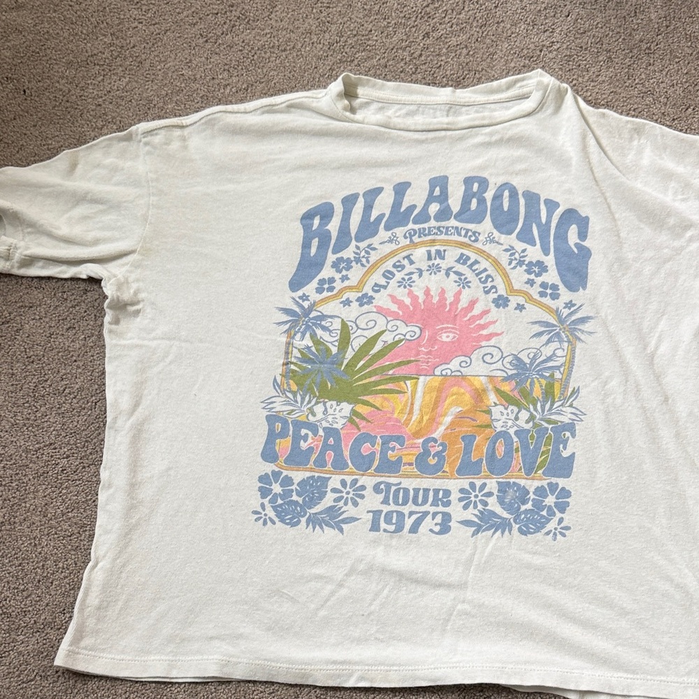Billabong Peace & Love Tour Tee - Cream and Blue